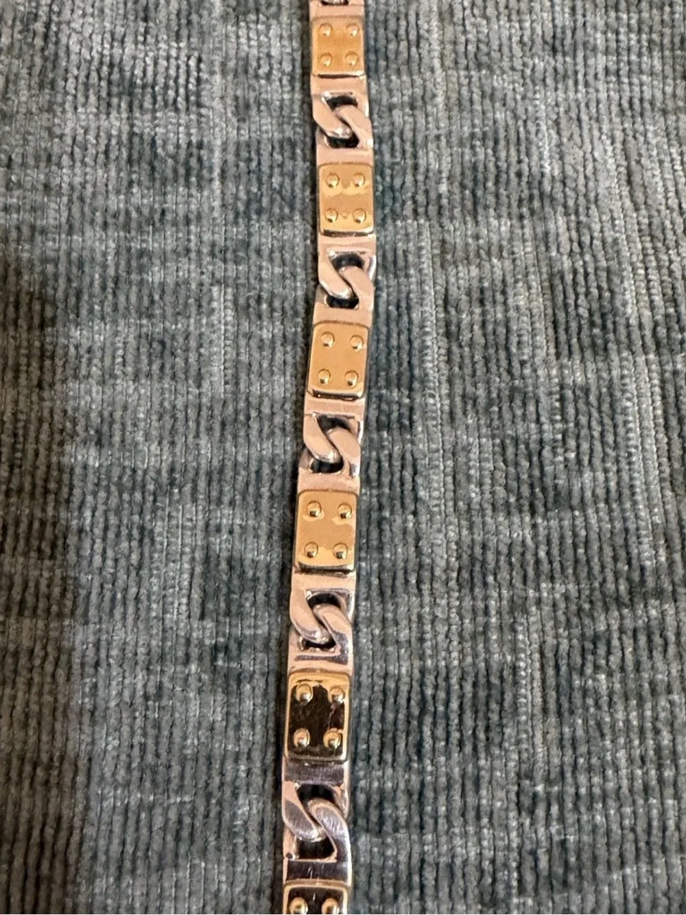 Italian Mens 18K Gold Sterling Silver Solid Link Bracelet 25.2g Heavy 925 750